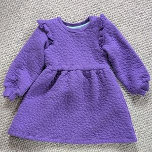 Mini Boden Size 3-4 Purple Quilted Flower Sweatshirt Dress